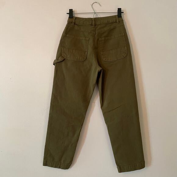 Marine Layer Women size 0 Army Green Maya Straight Leg Carpenter Cropped Pants - Picture 6 of 11